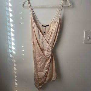 Zara Pink Satin Wrap Dress